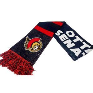 Ottawa Senators Scarf Winter NHL Apparel, Black and Red Hockey Knit Wrap, GUC